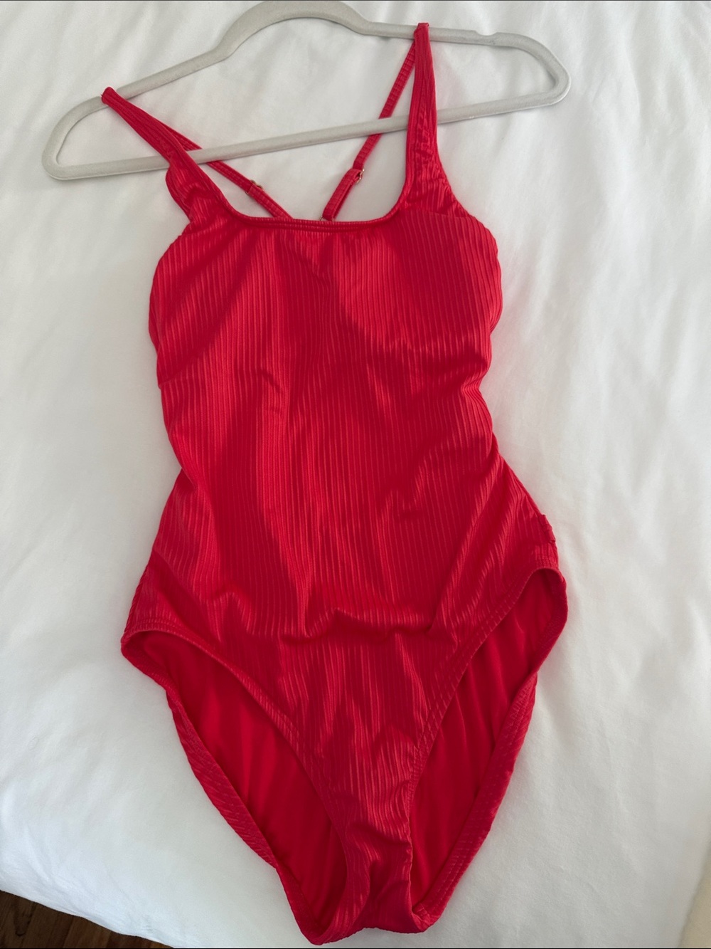 Michael Kors Bright Red Ribbed One-Piece Swimsuit